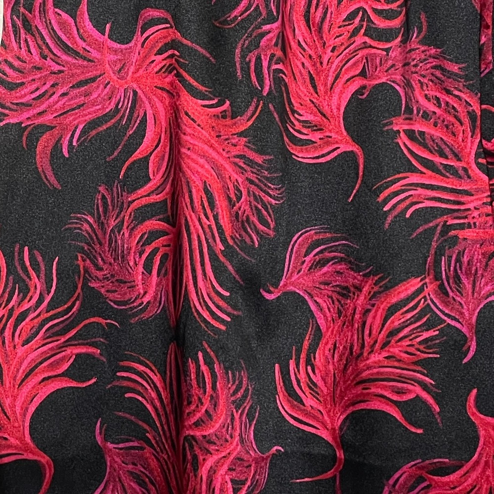 Cacique Pajama Pants Size 18/20 Black Red Feather Print Lounge Wide Leg - Picture 9 of 11